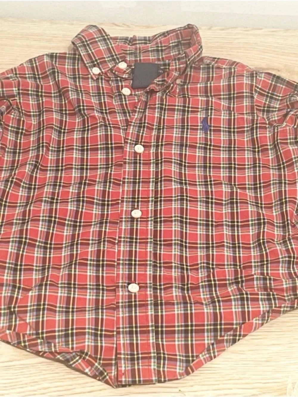 Ralph Lauren Red Plaid Button Down Shirt Boys Size 2/2T